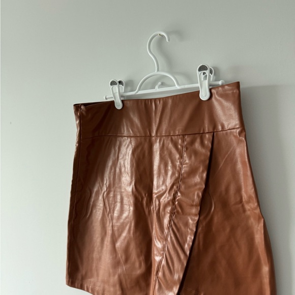 Faux Leather Skirt, Brown - Picture 4 of 4